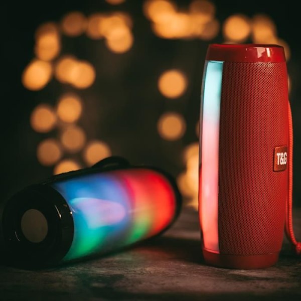 Bluetooth 4.2 Høyttaler Lysende 10W Bærbar 360° Full Surroundlyd, Dobbel Trådløs Tilkobling, IPX7 Vanntett, Trådløs Rekkevidde, H