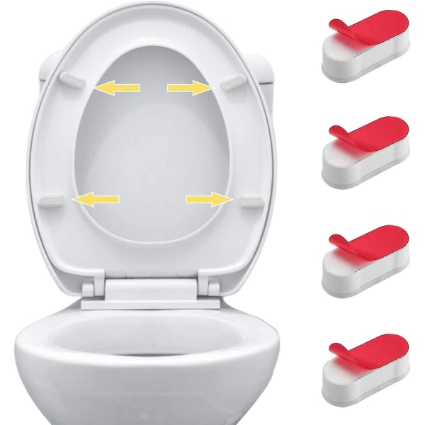 Universal toalettsits stötfångare - 4-pack toalettsits stötfångare kompatibel med användning med bidé, lock; Funktioner självhäftande kuddar, solid, oval, vit
