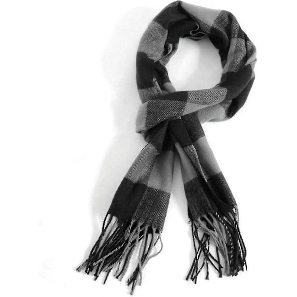 Herrar Halsdukar Klassisk Ankomst Vinter Rutig Halsduk Kvast Kant Mjuk Varm Halsduk(180*32cm) Black Grey