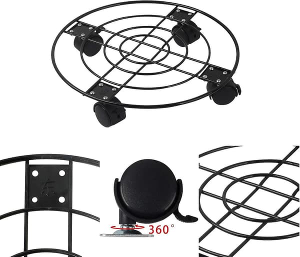 33cm Plantevogn med brems - Hjulpottestativ (1 pakke) Hy