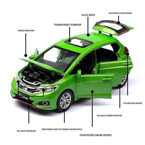 1/32 Honda Fit Jazz Sport Lekebil Diecast Miniatyrmodell Suv Pull Back Dører Åpnes Lyd & Lys Samling Gave Til Gutt Barn HONDA FIT 45