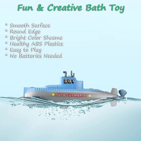 Wind-up Diver Ubåt Bath Toy, Funny Simning Frogman Pigboat Scuba Diver Sub Bathtub Toy Clockwork Ubåt Tub Toy Dykare Vattenleksak för barn (div Submarine 1
