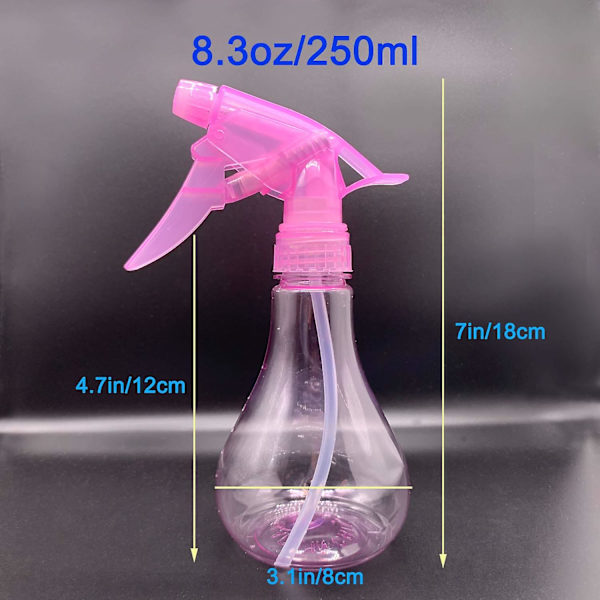 Sprayflaska, 250 ml justerbar spraybehållare för hår, växter och hemstädning, rosa