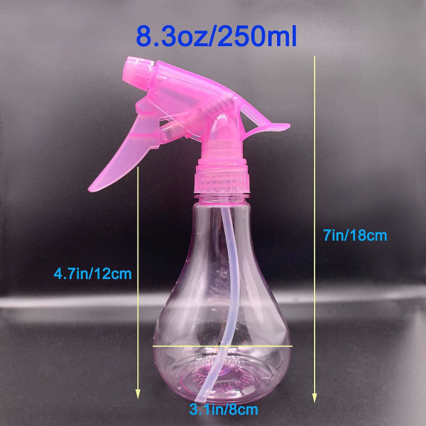 Sprayflaska, 250 ml justerbar sprayförvaringsbehållare för hår, växt- och hemrengöring, rosa