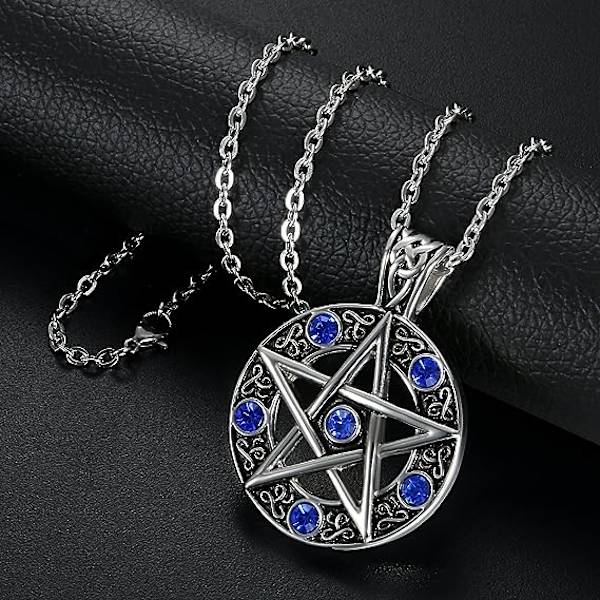 Joululahjat Miehille Ruostumattomasta Teräksestä Tehty Ontto Vintage-Tähti Pentagrammi Pentacle-Ristiriipus Kaulakoru