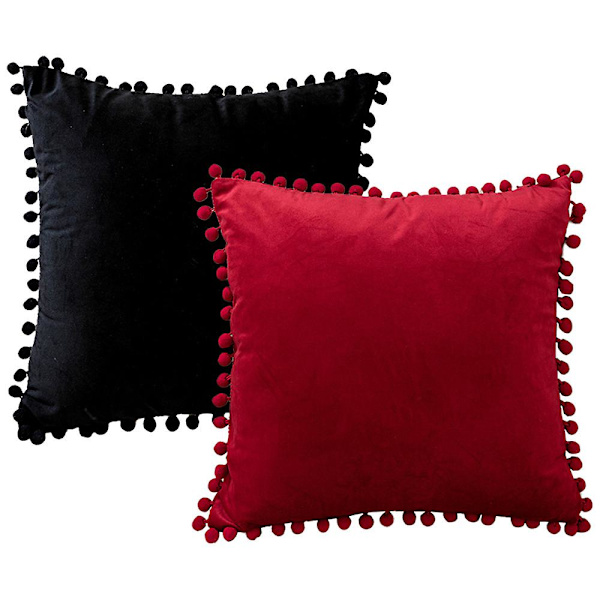 Enfärgad hårig kuddfodral i sammet, kuddfodral för soffa, säng, kuddfodral i stil 1 style1