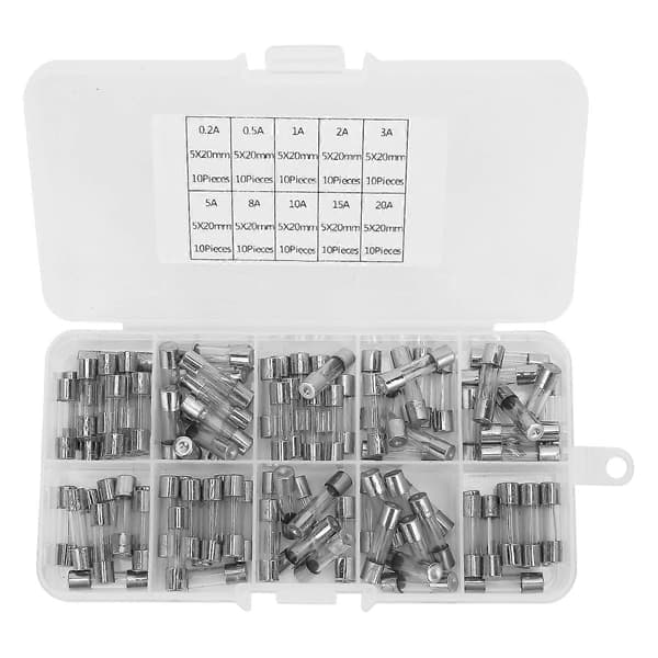 Lasisulakevalikoima 100 kpl 5 x 20 mm 0,2 - 20 A teollisuustarvikkeet