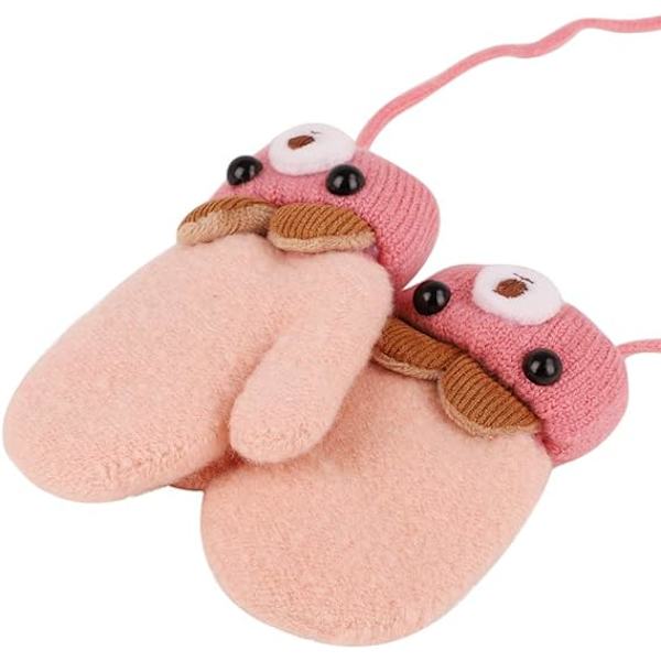 Toddler Magic Stretch Mittens Tykke Plysjforet, Vinter Baby Boys Girls Strikkede Hansker Varme Fluffy Full Finger Hansker Kaldt Vær Ski Hansker