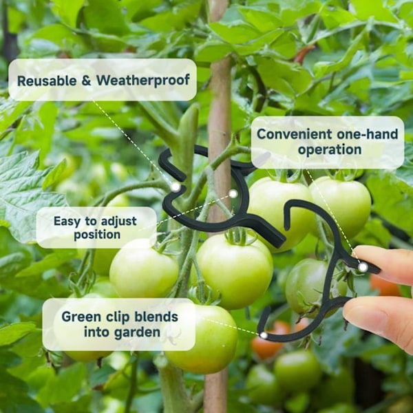 200 stk. plantestøtteklips, tomatklips, klatreplante-klips - M+L