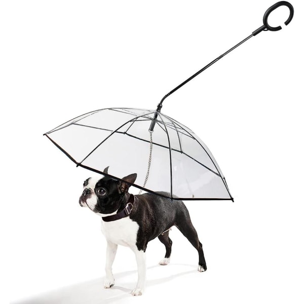 Kjæledyrhundparaply, gjennomsiktig sammenleggbar vanntett hundeparaply, justerbart håndtak for valpeparaply