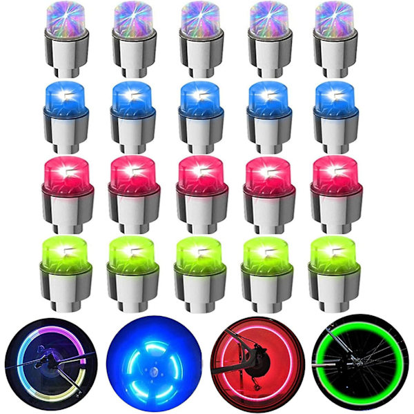 20 stk. LED-hjulbelysning Blinklys Dækventilhættelampe Til Bil Lastbil Motorcykel Cykel (20 stk. Blandet) 20pcs Mixed