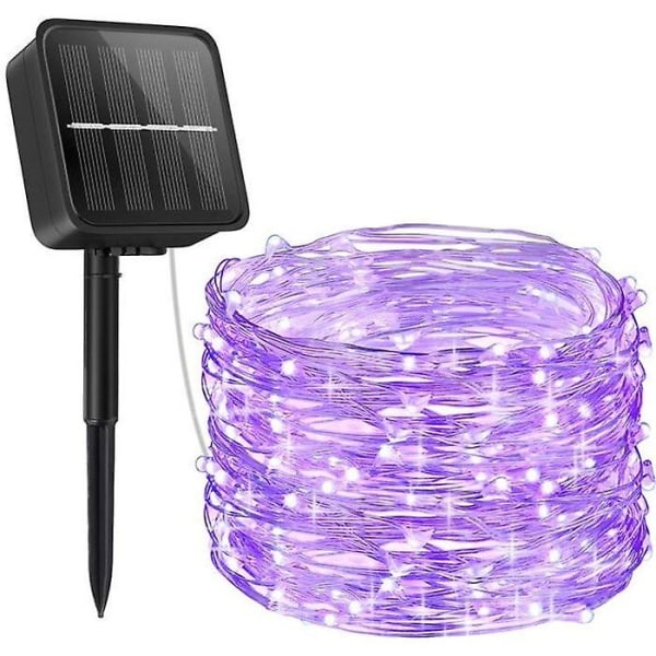 Solar String Lights Outdoor, 100 Leds 10m vedenpitävä Ip65 8 tunnelmavalaistustilalla Kaunis koristevalo - violetti