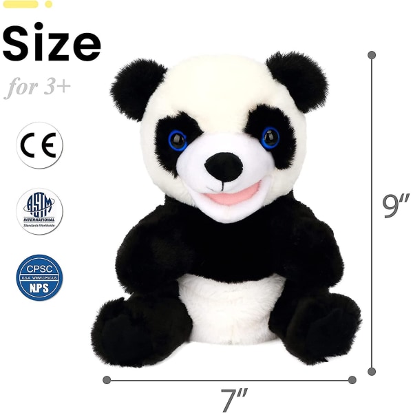 Panda Hånddukke Plysj dyreleketøy med bevegelig munn for rollespill historiefortelling