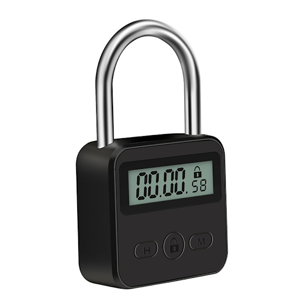 Smart tidslås, metal tidslås, op til 99 timer, med LCD-skærm, tidsstyring, låses kun op når tiden er gået - vær en selvdisciplineret person Black