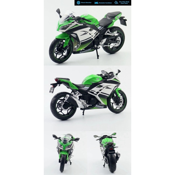 1/12 Kawasaki H2r Ninja 250 Toy Motorcykel Diecast Metal Model 1:12 Super Sport Racing Lyd & Lys Collection Gave til Boy Kid Kawasaki Ninja 2501