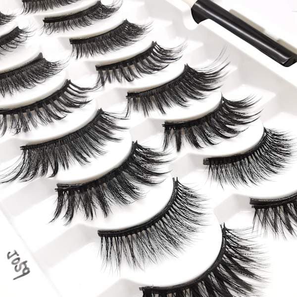 10 par magnetiska ögonfransar eyeliner flytande & pincettset
