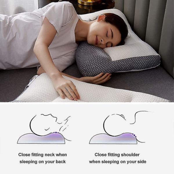 Super Ergonomic Pillow, New Orthopedic Correction Repair Traction Contour Pillow Sleeping Pillow, Neck And Shoulder Pain Pillow For All Sleeping White