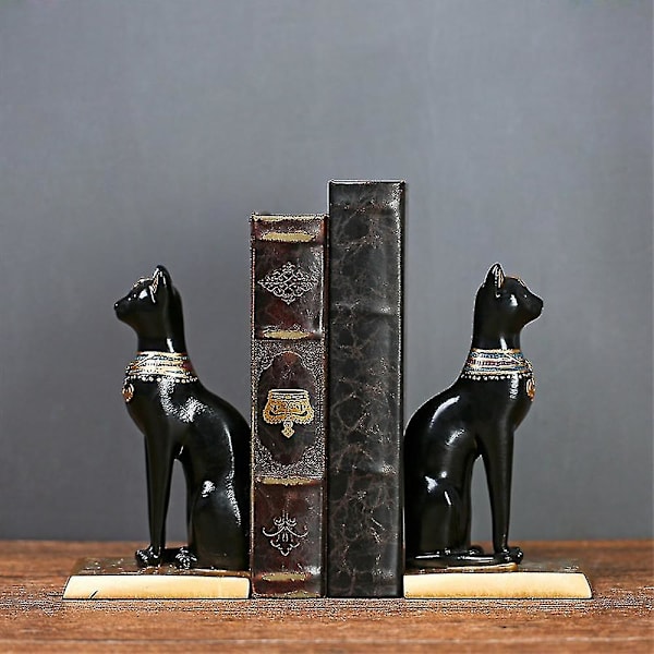 2 st Retro Resin Egyptisk Katt Bokstöd Studiorum Dekor