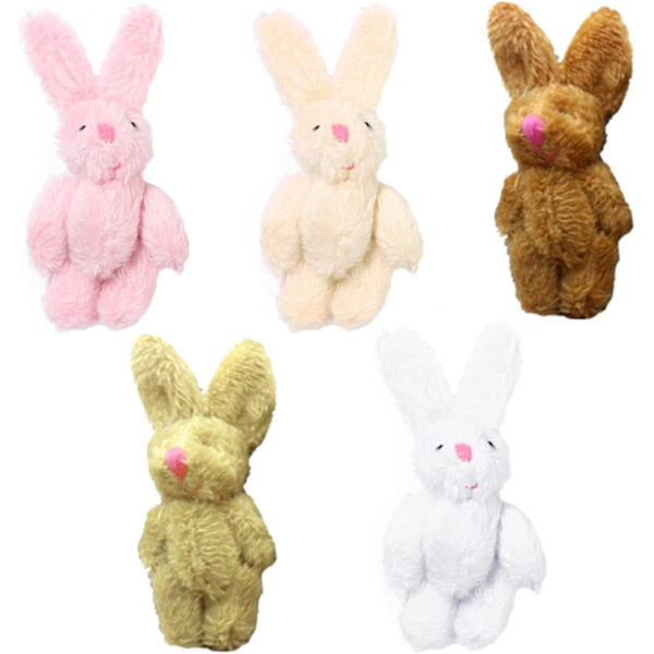 5-pack plyschkanin mini plyschleksak docka hårtillbehör plyschtillbehör DIY smyckeshänge ledad dekorativ kanin