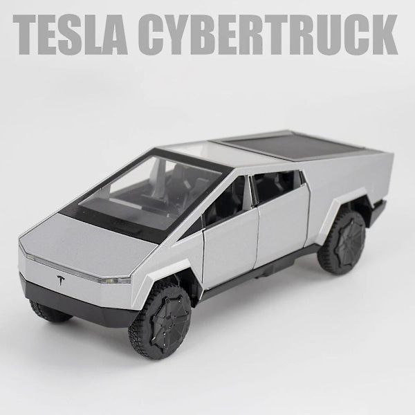 1:32 Tesla Model X Model 3 Model S Model Y Metallivaluauto Diecast Leluaut Ääni Ja Valo Lapsille Lelut Pojille Lahja Cybertruck Silver