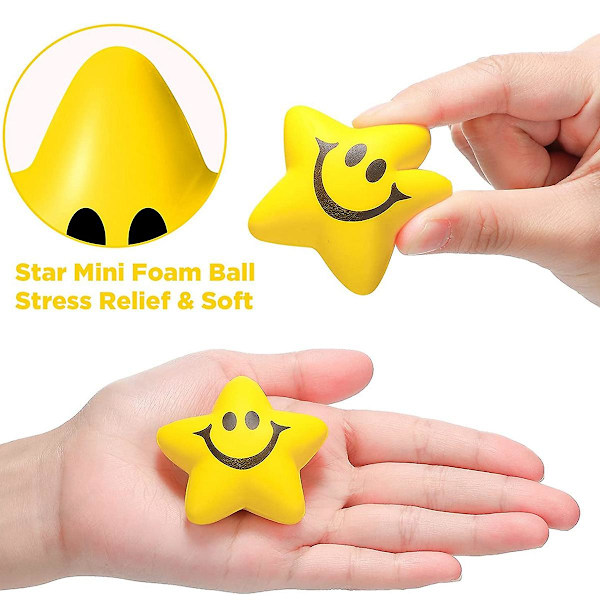 20 stk Stjernesmil Ansikts Stressballer Stjerne Mini Skumball Smil Ansikt Leker Mini Stressavlastning Sta