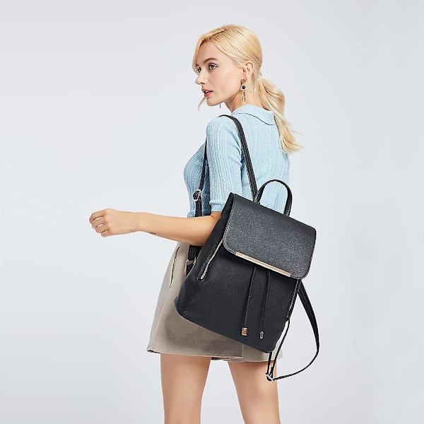 Kvinners Ryggsekker Casual Daypacks Medium Med Snøring Pu Lær Lett big black