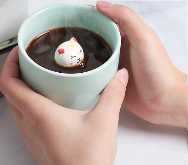 Kaffe Kopper Lucky Cat 3d Tegneserie Dyr Keramikk Kaffe Kopp