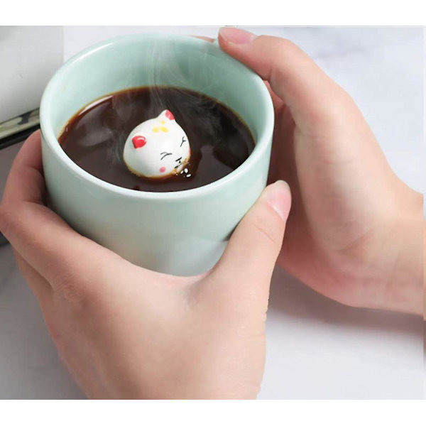 Kaffe Krus Heldige Kat 3d Tegneserie Dyr Keramik Kaffe Kop