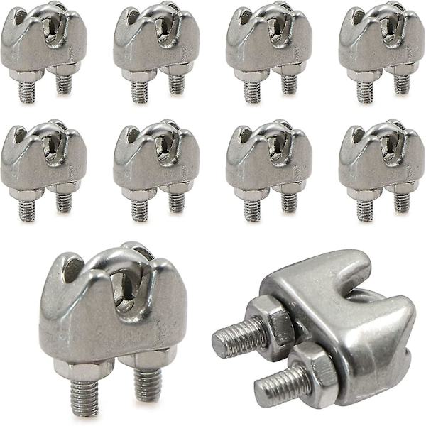Wire Rope Clamps Wire Rope Clamp U-klämmor U-klämmor - 10 stycken Lämplig för 4 mm tråd, i en uppsättning med en lämplig timglas, tillverkad av rostfritt stål för S