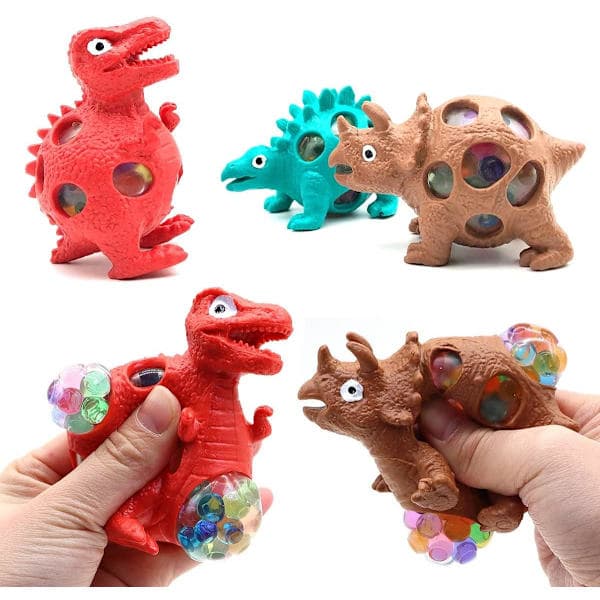 3-pack Squishy Dinosaur Stressbollar - Sensoriska Fidgetleksaker för ADHD, Autism & Stresslindring - Anti-ångestleksaker för vuxna barn