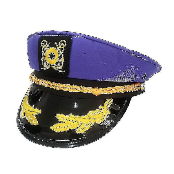 Kaptajn Yacht Sailor Hat Justerbar Hat Flat Top Visor - Hvid - 1 Stykke Purple