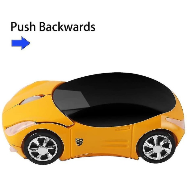 2,4ghz trådlös mus Cool 3d sportbilsform Ergonomiska optiska möss med USB mottagare för pc Bärbar dator Kvinnor Små händer(gul) Hs