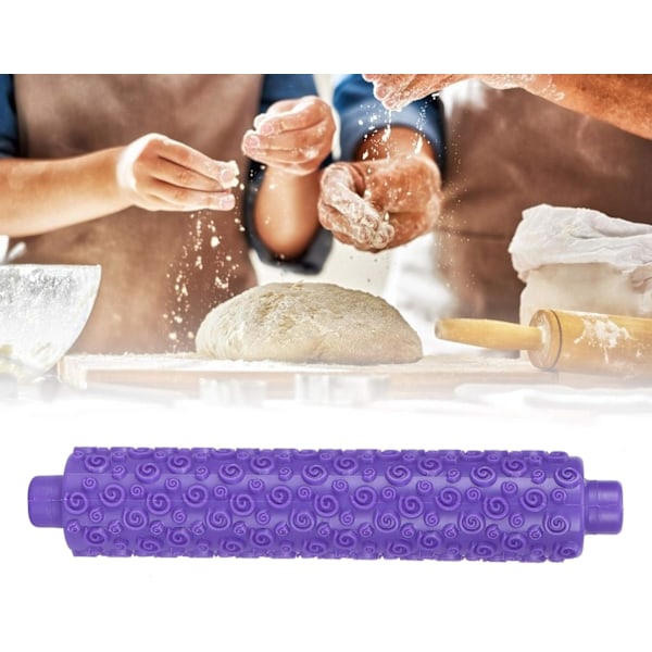 Präglade kavel, färgglada kakdekorationsgraverade präglingskavel med mönster för fondant, paj, skorpa, kaka, bakverk, glasyr Purple
