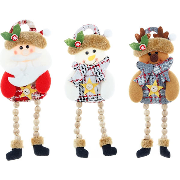 3 stycken sittande tomte snögubbe ren julpynt långa ben julpynt hänge för eldstad inredning bord hemdekoration jul