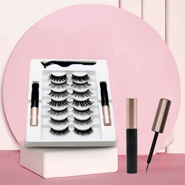 Magnetiska Ögonfransar Eyeliner Kit 7 Par Lösögonfransar Flytande Eyeliner C16