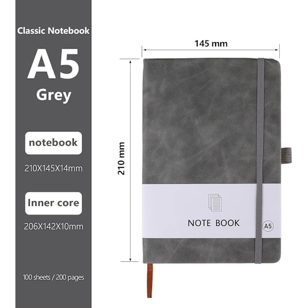 A5 Notatbok, Notatbok A5 Notatbok Notatblokk Journal Notatbok A5 Notatblokk PU Lær Notatbok for Kontor Skole Hjem Forretning Skriving & Notater