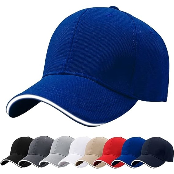 Mænd baseball kasketter, 100% bomuld 6 panel almindelig ensfarvet hat, præ-buet visir Justerbar åndbar sommer solhat Sports cap til udendørs.