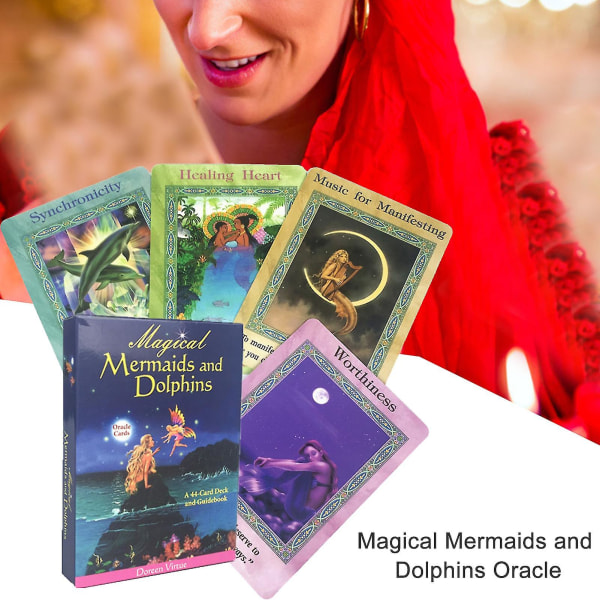 44 stk/sett Tarot Magiske Havfruer Og Delfiner Oracle Engelsk Utgave Kunstpapir Kreativt Bordspillkort For Spådom