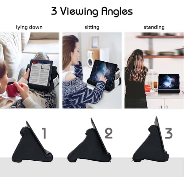 1 stk. tabletpudestativ til iPad-pude-stativ, blød multi-vinkel telefonpude knæholder til tablet/iPad/- sort