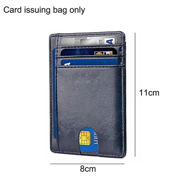 Läderkortfodral för män, Rfid Anti-theft Brush Navy blue