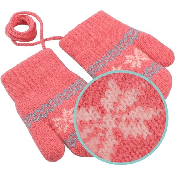 Baby Toddlers Varm Vantar Magic Stretch Vantar Handskar på Snöre Pojkar Flickor Stickade Vantar Tjockna Fleece Foder Nyfödda Vantar Hel Finger Vantar