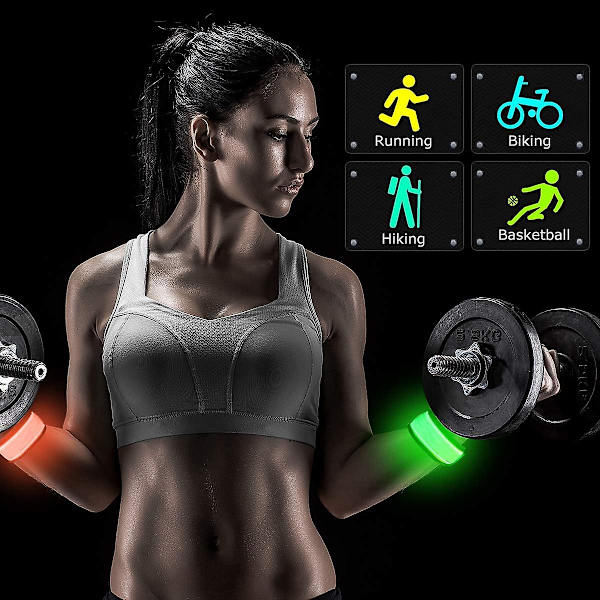 Pakke med 6 LED lysende armbånd, sikkerhedsarmbånd til cykling, gåture, løb, koncerter, camping og udendørs sport Newly Fiber Optics material