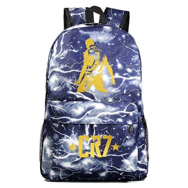 Cr7 Ryggsekker Skoleveske for Gutter Jenter Tenåringer Canvas Reiseveske Vanntett Laptop Ryggsekk Lightning blue