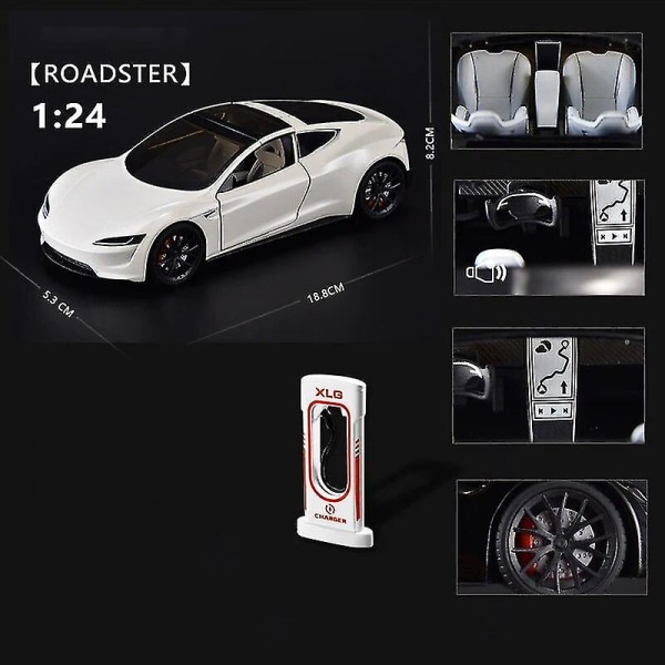 1:24 Tesla Model 3 Malli Y Malli S Malli X Seos Die Valettu Automalli Ääni ja Kevyt Lasten Lelu Keräilykohteet Syntymäpäivälahja Roadster White