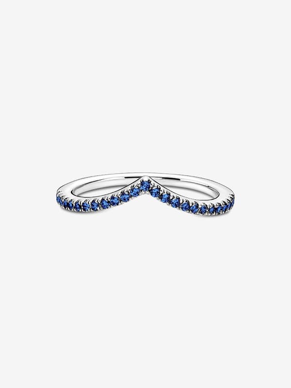 Pandora - P Timeless Wish Sparkling Blue Ring - Sterling sølv Circumference: 52mm