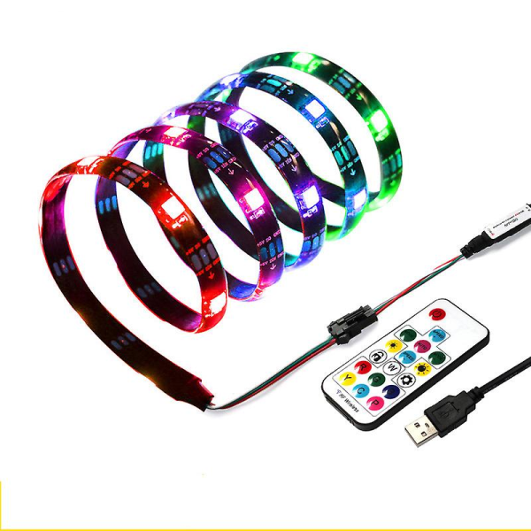 Led Strip Lights USB Powered 6.56ft/200cm Rainbow Dream Color Led Light Strip Med Rf-fjärrkontroll för TV Bakgrundsbelysning Gör-det-själv Indoor Gaming Room Decora