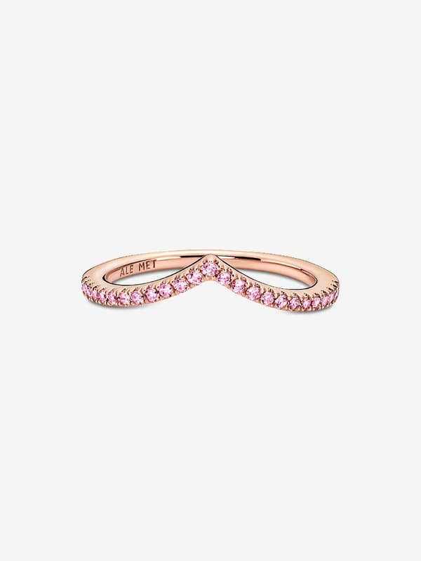Pandora - P Timeless Wish Glitrende Rosa Ring - 14k roségullbelegg Circumference: 52mm