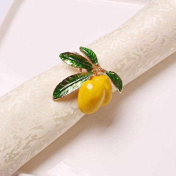 12 st hotellbordsdekoration citron servett spänne frukt servett ring papper handduk ring-guld