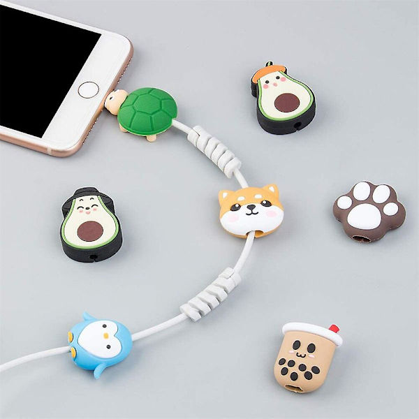 Telefonkabelbeskytter Sød Tegneserie Datalinje Beskyttende Cover Opladningskabel Earphone Kabel Usb Winder Wire Cord Organizer Cover Blackhat