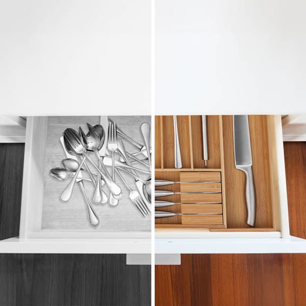 Utrekkbart bestikkbrett i bambus